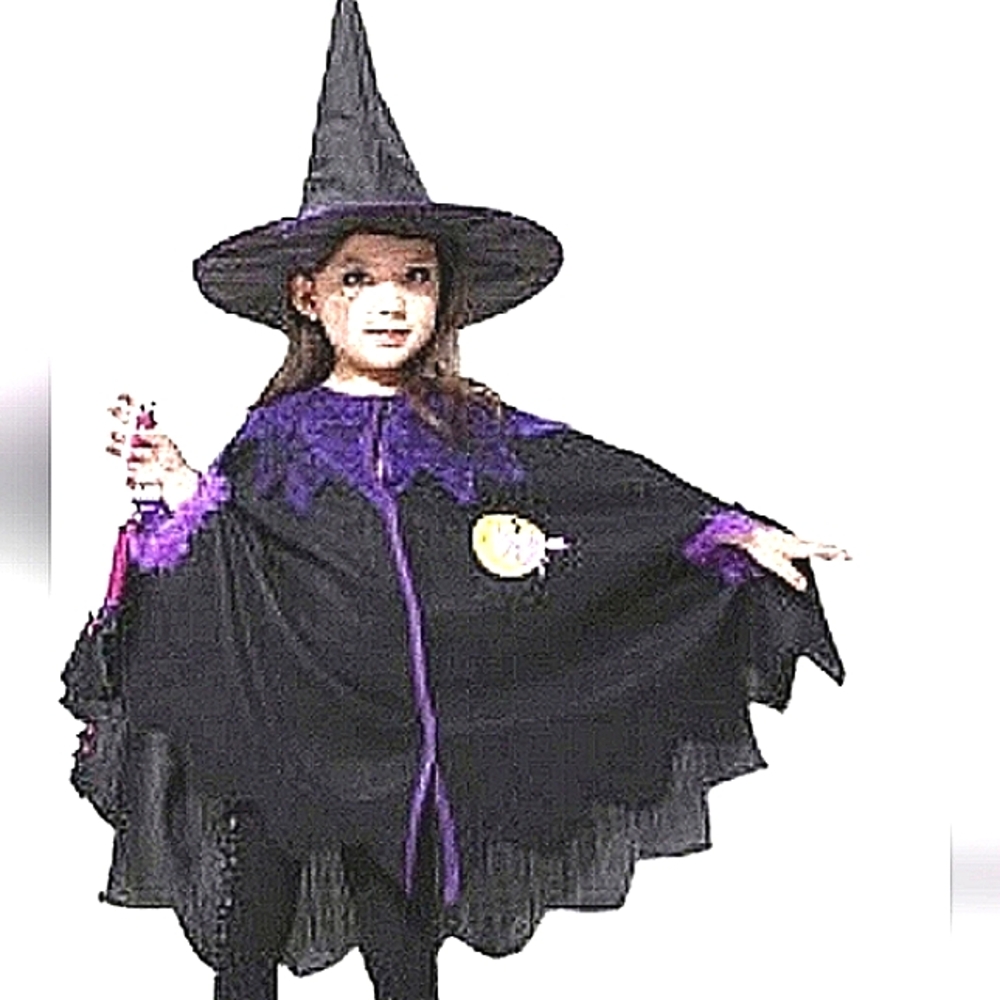 WITCH Cloak Cape Kids Girls Halloween Costume NWT